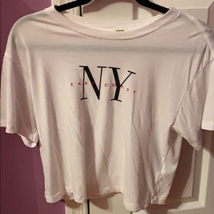NY East Coast white cropped tee- size small